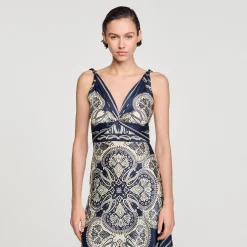 Mulheres Sandro Paris Vestido Longo Estampado