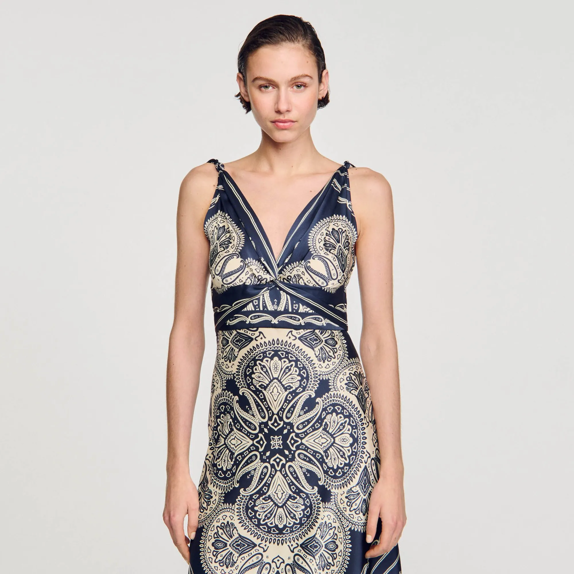 Mulheres Sandro Paris Vestido Longo Estampado