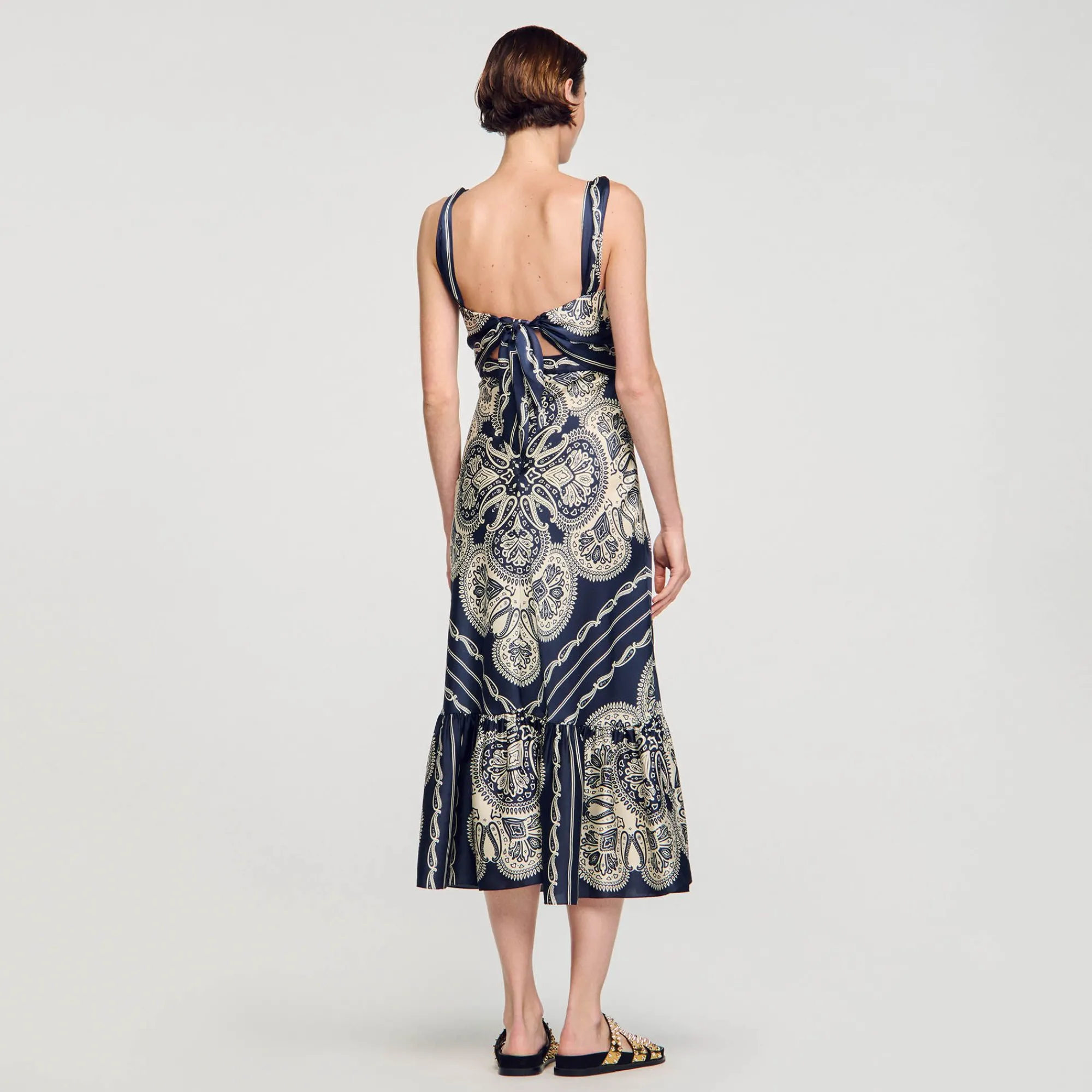 Mulheres Sandro Paris Vestido Longo Estampado