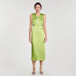 Mulheres Sandro Paris Vestido Midi 2 Em 1