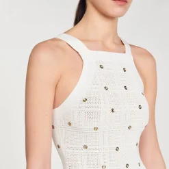 Mulheres Sandro Paris Vestido Midi Com Franjas