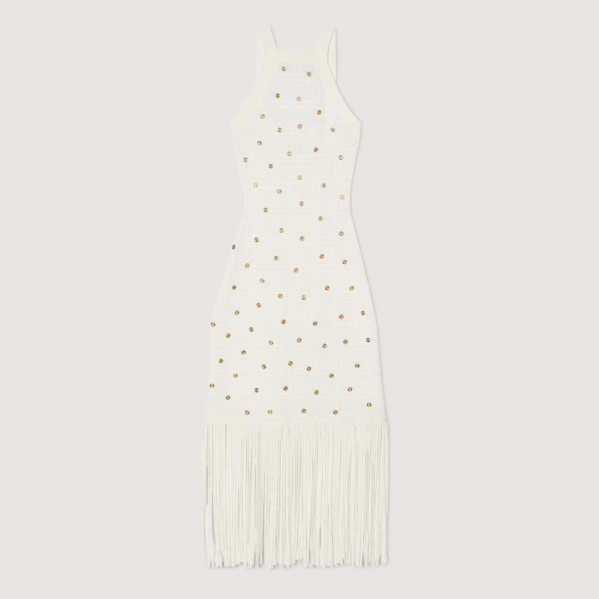 Mulheres Sandro Paris Vestido Midi Com Franjas