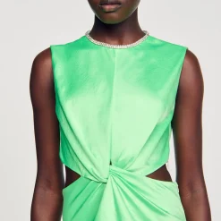 Mulheres Sandro Paris Vestido Midi Com No