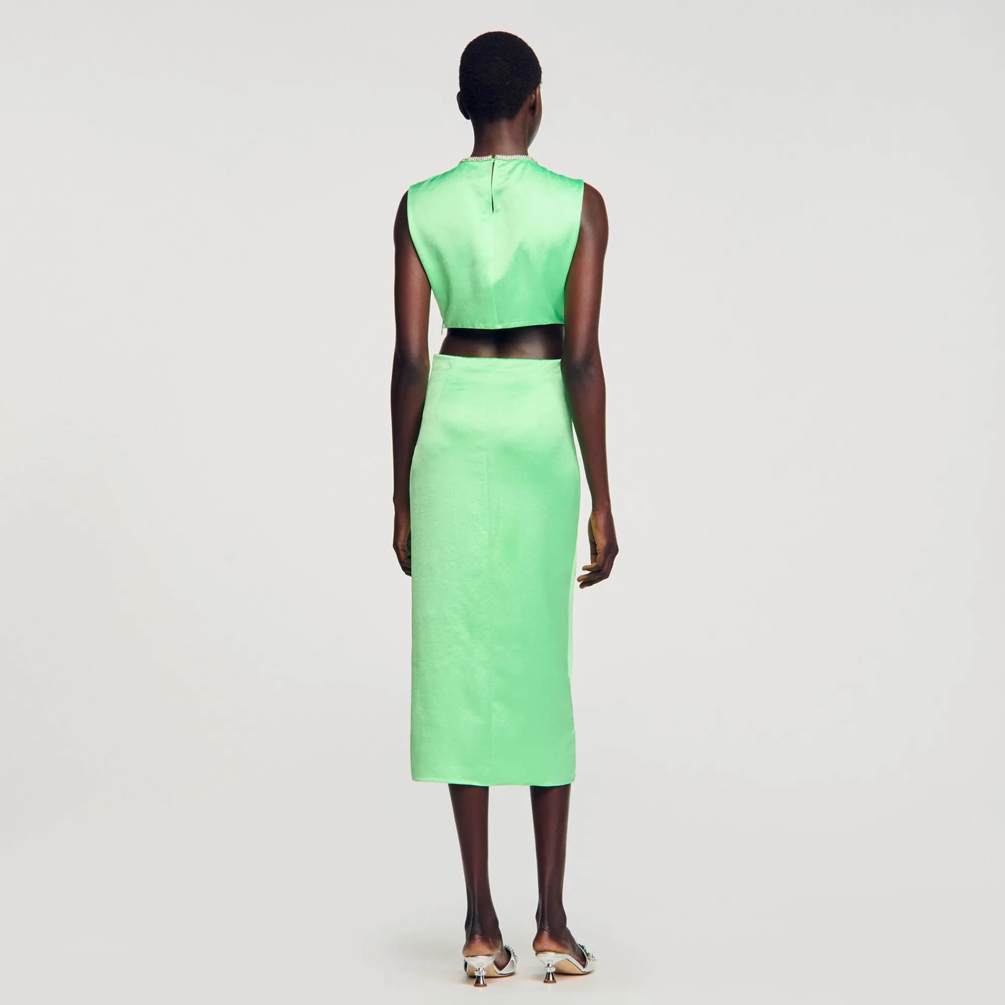 Mulheres Sandro Paris Vestido Midi Com No