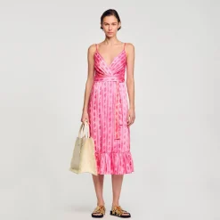 Mulheres Sandro Paris Vestido Midi Com No Na Cintura