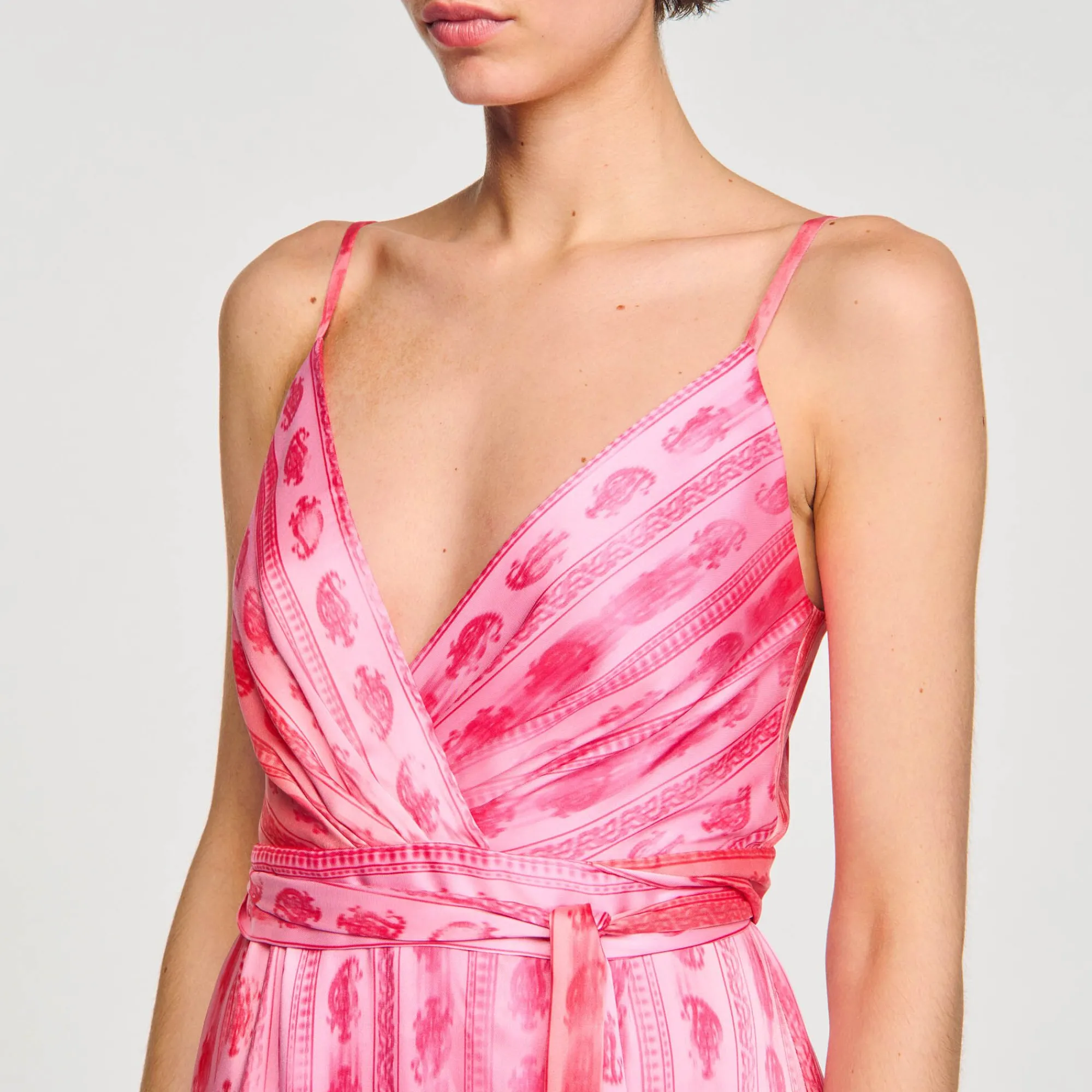 Mulheres Sandro Paris Vestido Midi Com No Na Cintura