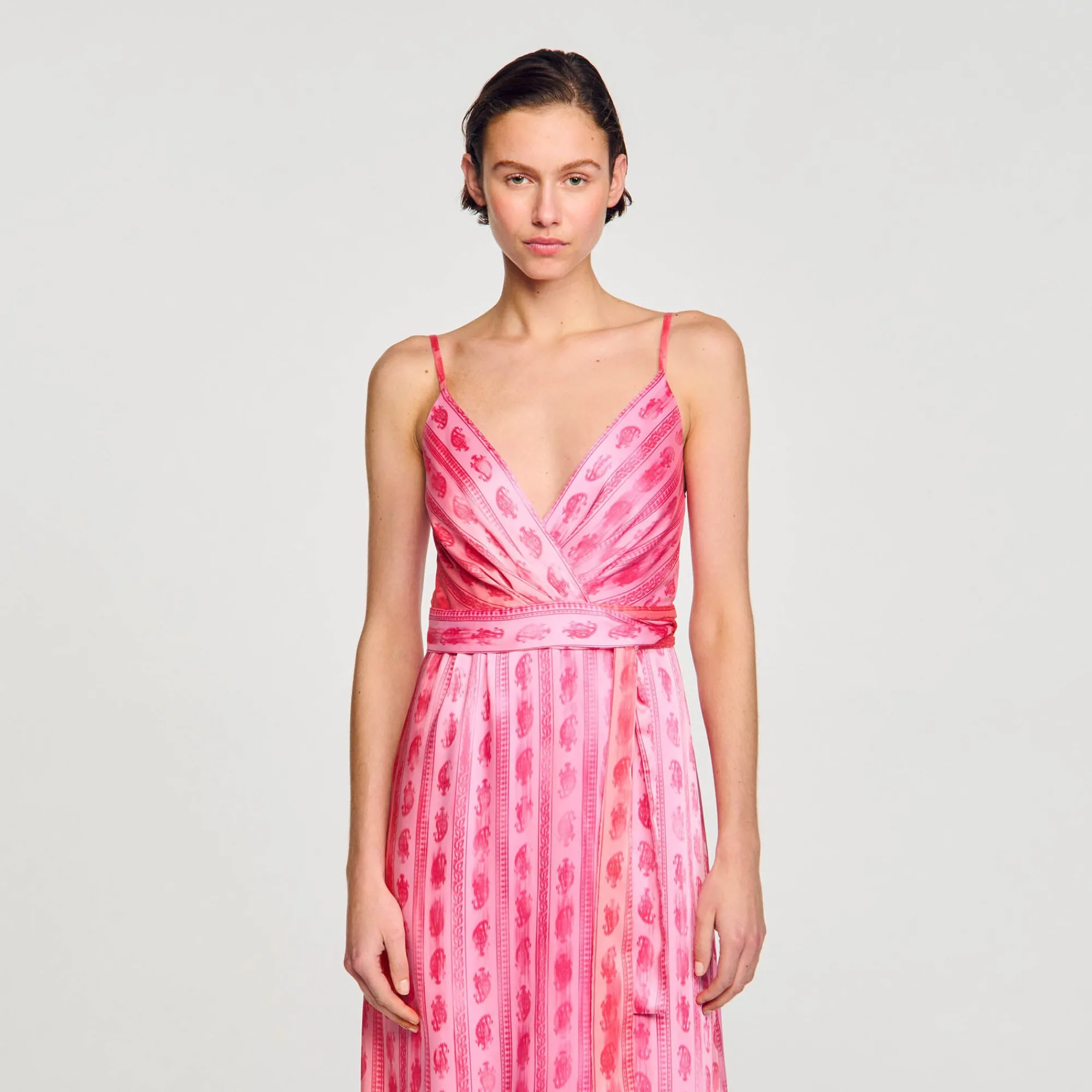 Mulheres Sandro Paris Vestido Midi Com No Na Cintura