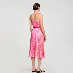 Mulheres Sandro Paris Vestido Midi Com No Na Cintura