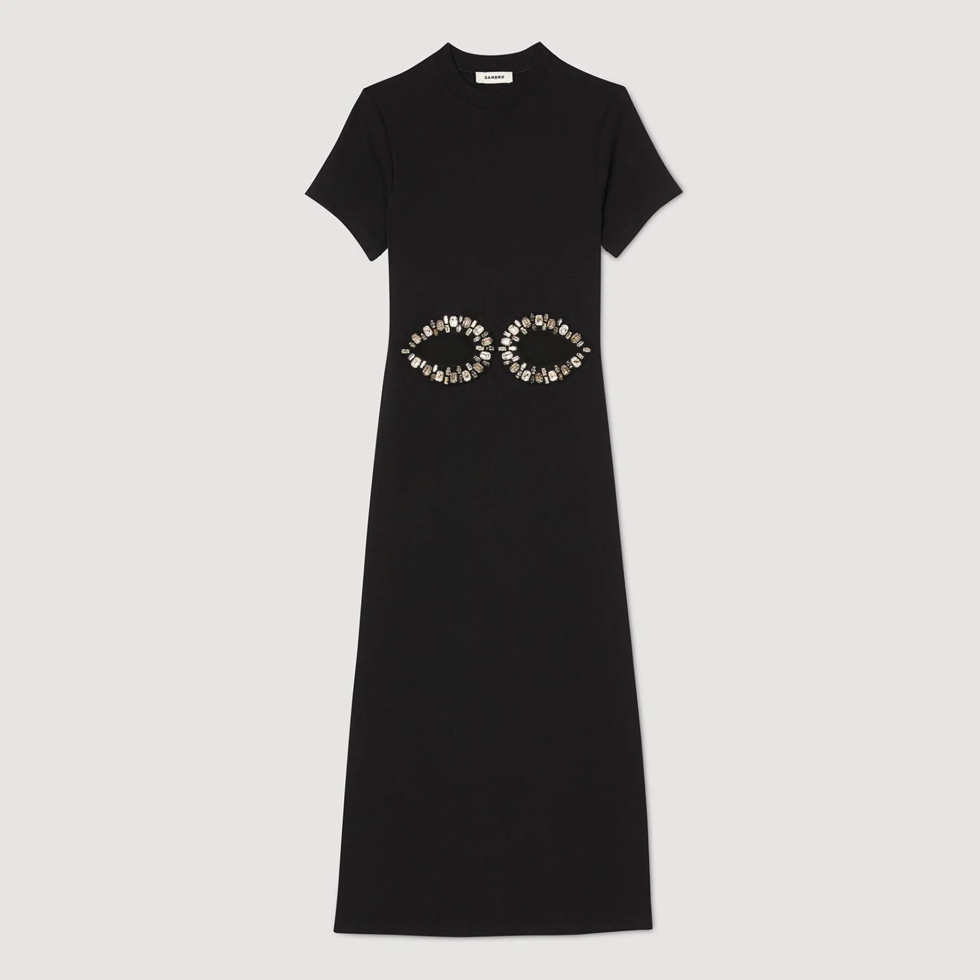 Mulheres Sandro Paris Vestido Midi Com Recortes De Strass