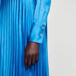 Mulheres Sandro Paris Vestido Midi De Cetim E Pregas