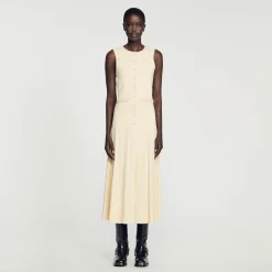 Mulheres Sandro Paris Vestido Midi De Malha
