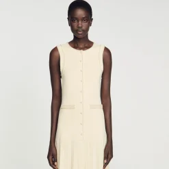 Mulheres Sandro Paris Vestido Midi De Malha