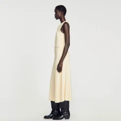 Mulheres Sandro Paris Vestido Midi De Malha