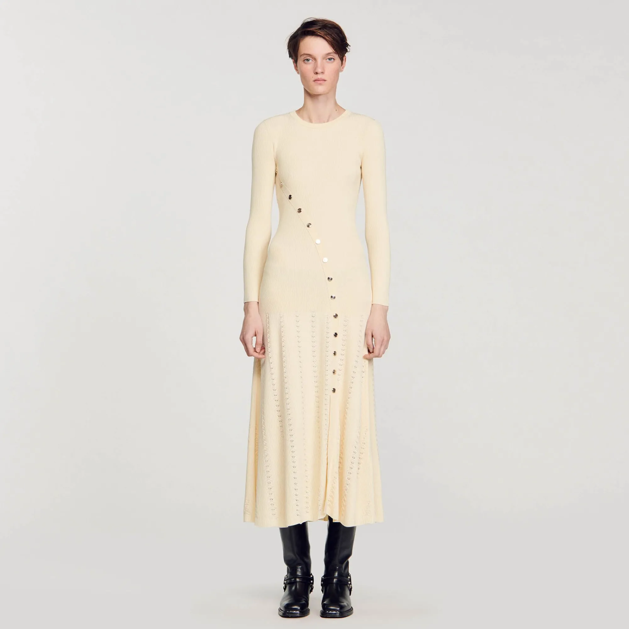 Mulheres Sandro Paris Vestido Midi De Malha