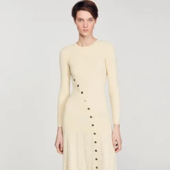 Mulheres Sandro Paris Vestido Midi De Malha