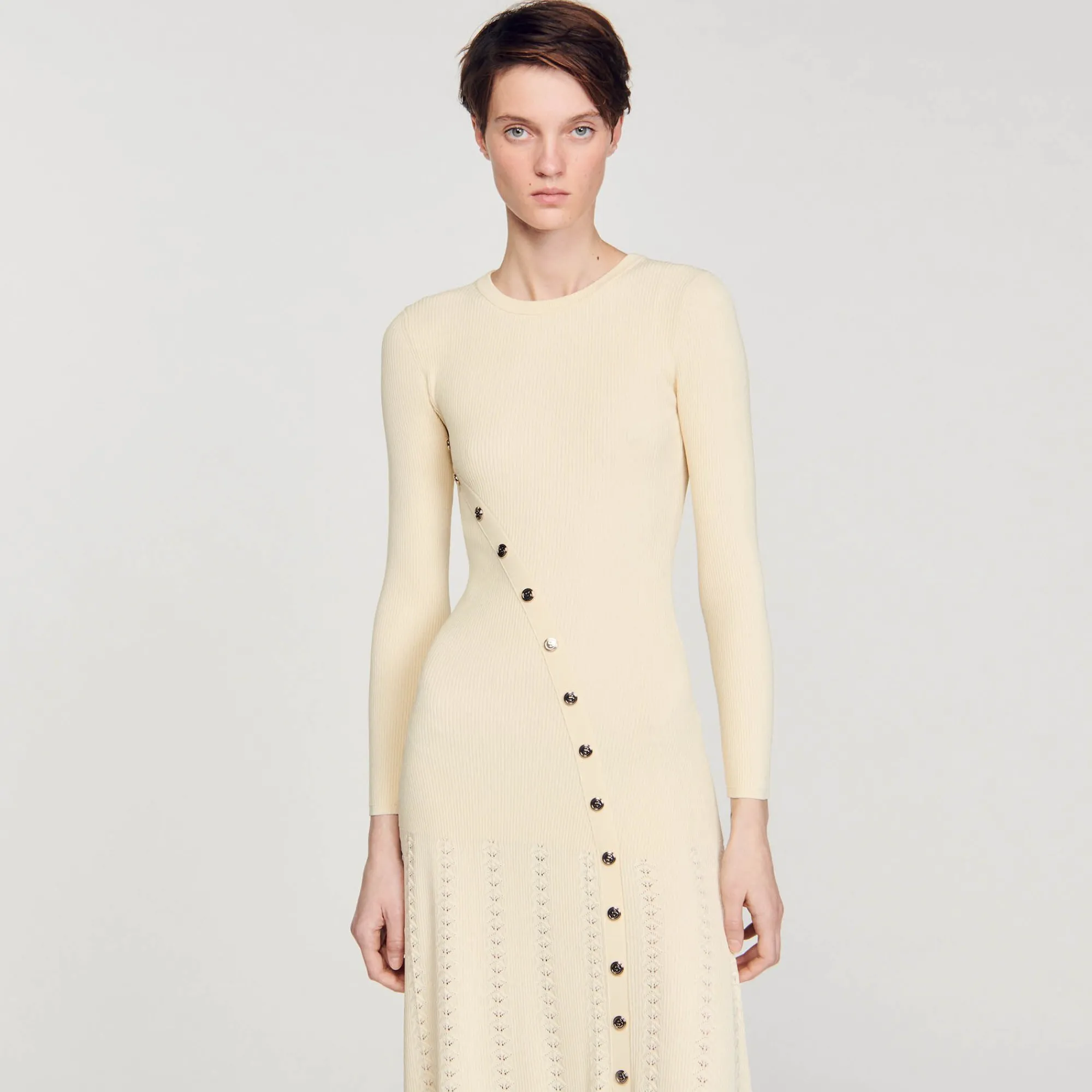 Mulheres Sandro Paris Vestido Midi De Malha