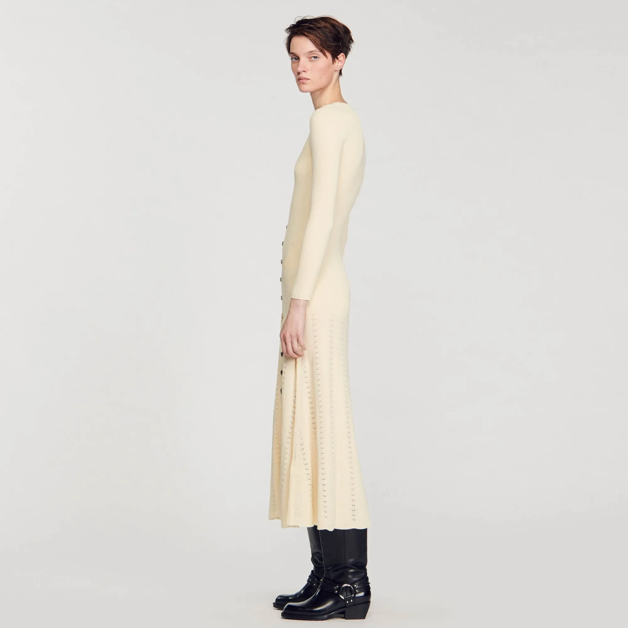 Mulheres Sandro Paris Vestido Midi De Malha