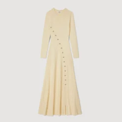 Mulheres Sandro Paris Vestido Midi De Malha