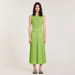 Mulheres Sandro Paris Vestido Midi De Malha