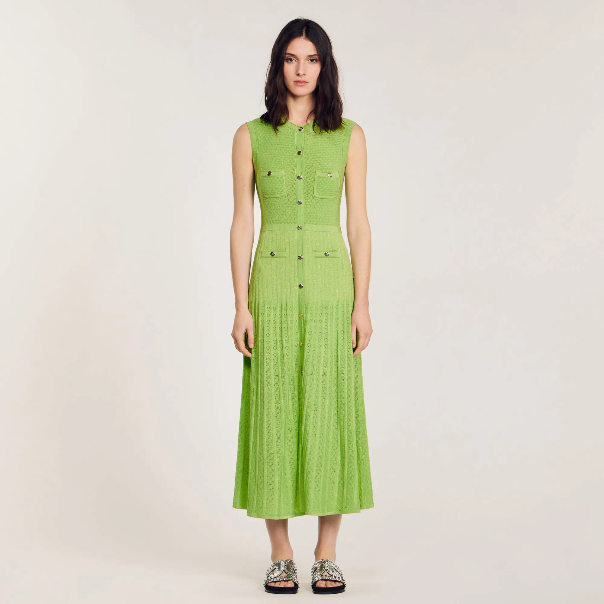 Mulheres Sandro Paris Vestido Midi De Malha