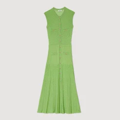Mulheres Sandro Paris Vestido Midi De Malha