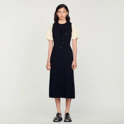 Mulheres Sandro Paris Vestido Midi De Malha