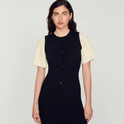 Mulheres Sandro Paris Vestido Midi De Malha