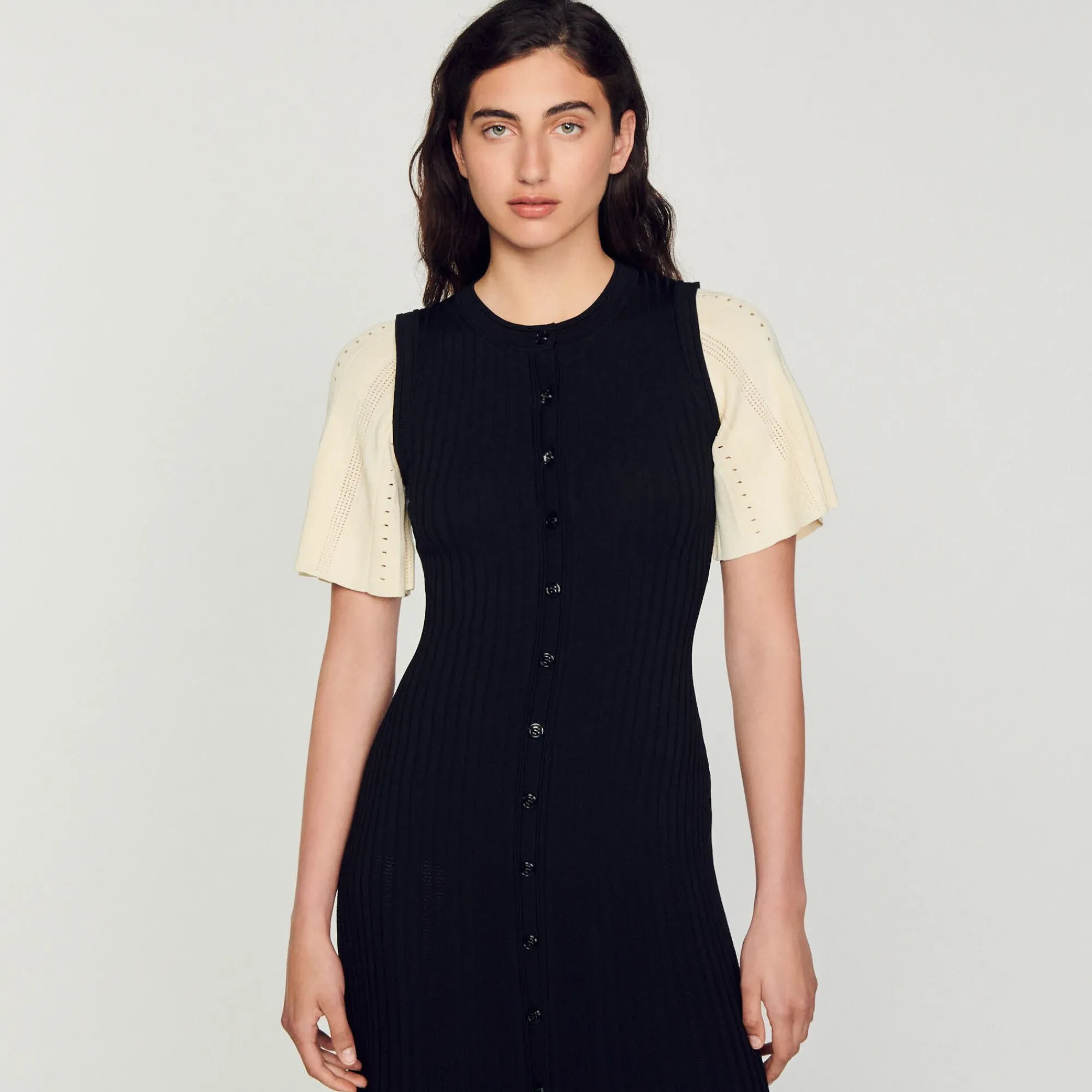 Mulheres Sandro Paris Vestido Midi De Malha