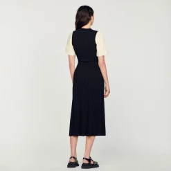 Mulheres Sandro Paris Vestido Midi De Malha