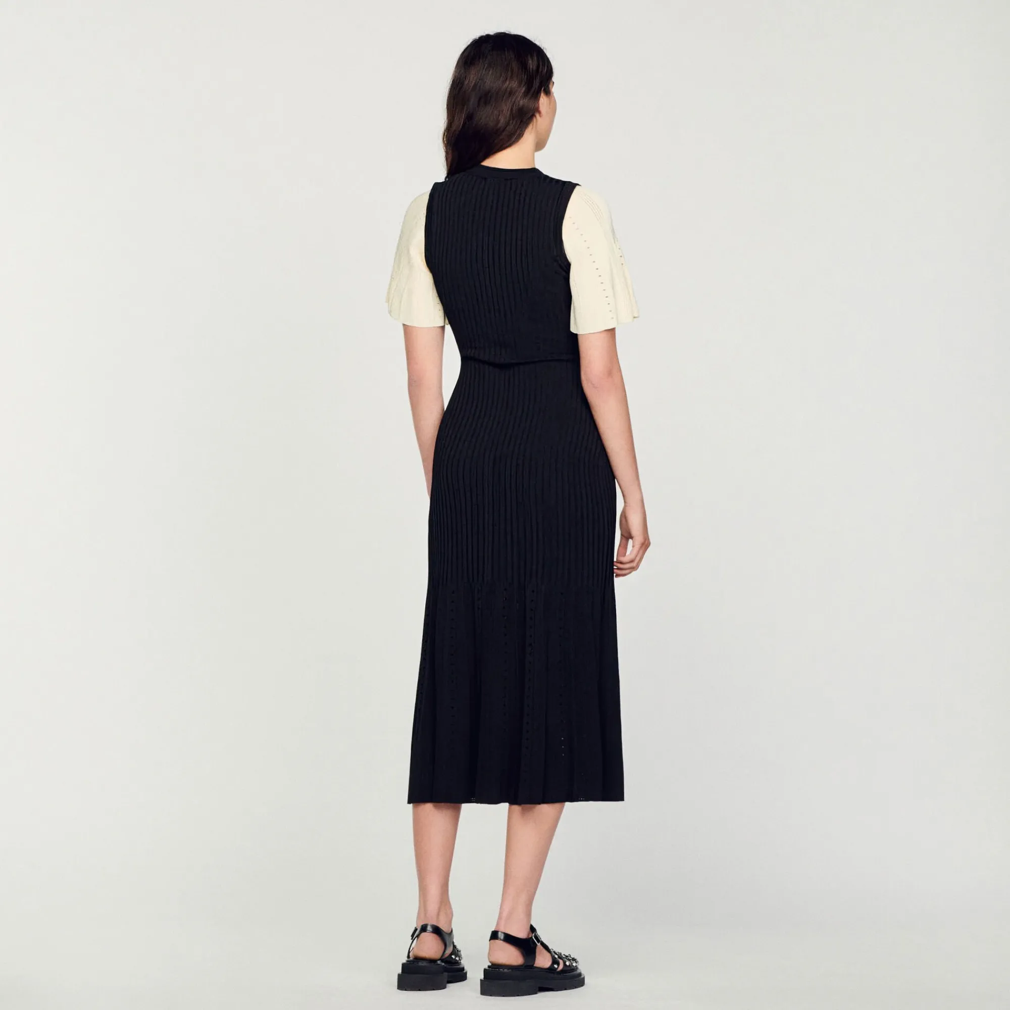 Mulheres Sandro Paris Vestido Midi De Malha