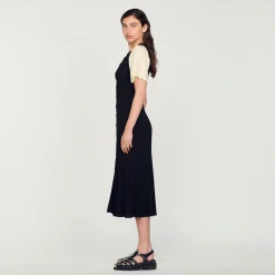 Mulheres Sandro Paris Vestido Midi De Malha
