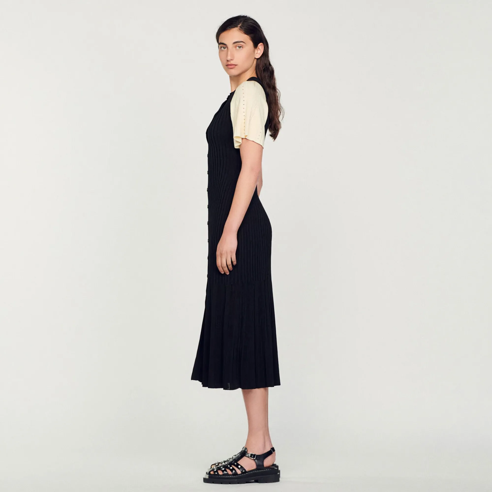 Mulheres Sandro Paris Vestido Midi De Malha