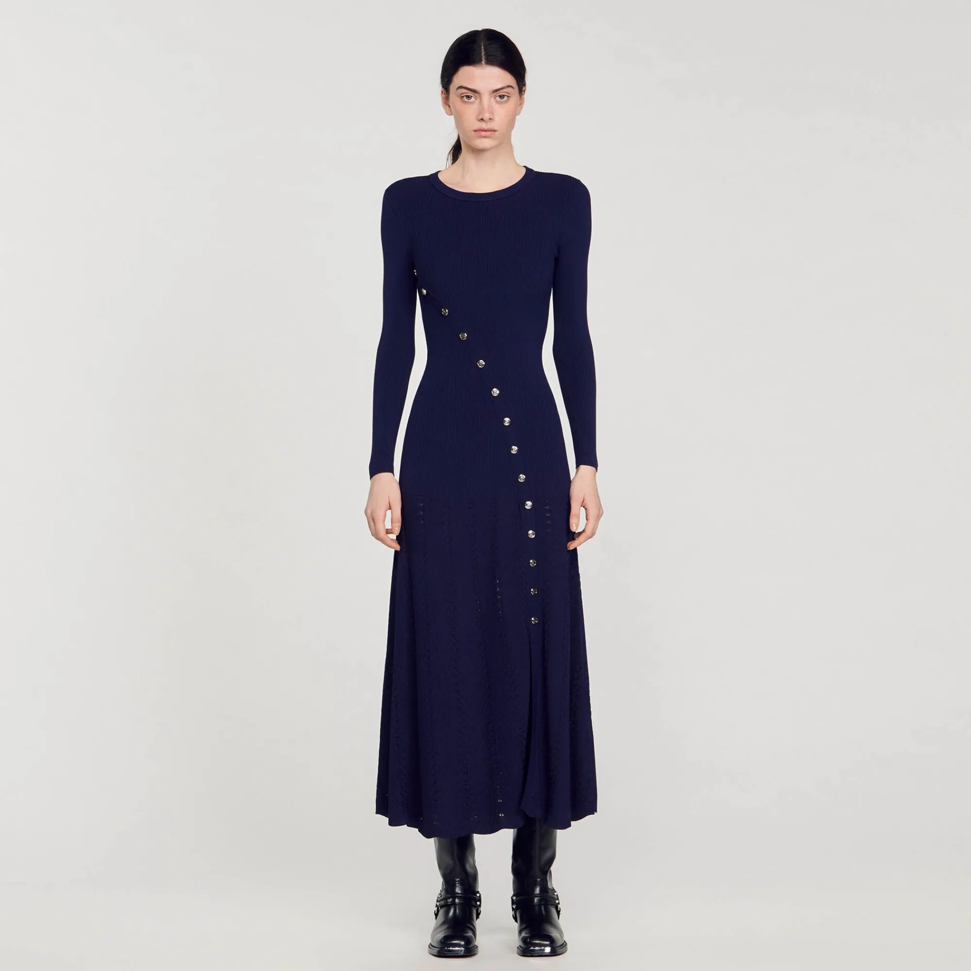Mulheres Sandro Paris Vestido Midi De Malha