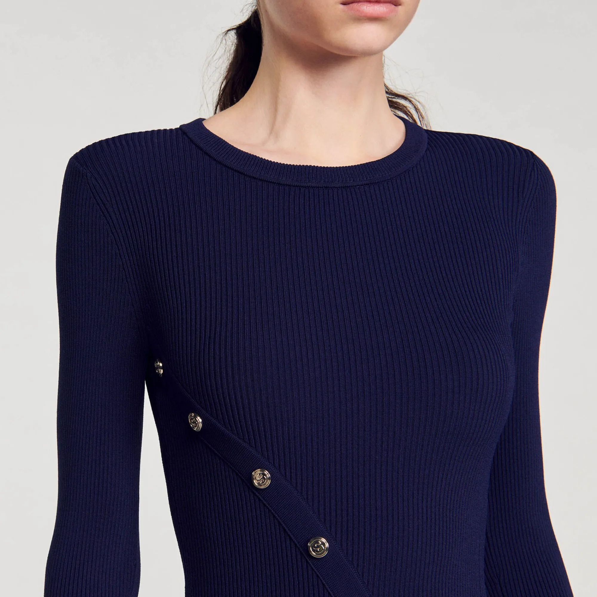 Mulheres Sandro Paris Vestido Midi De Malha