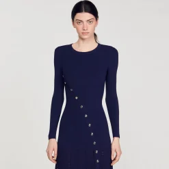Mulheres Sandro Paris Vestido Midi De Malha