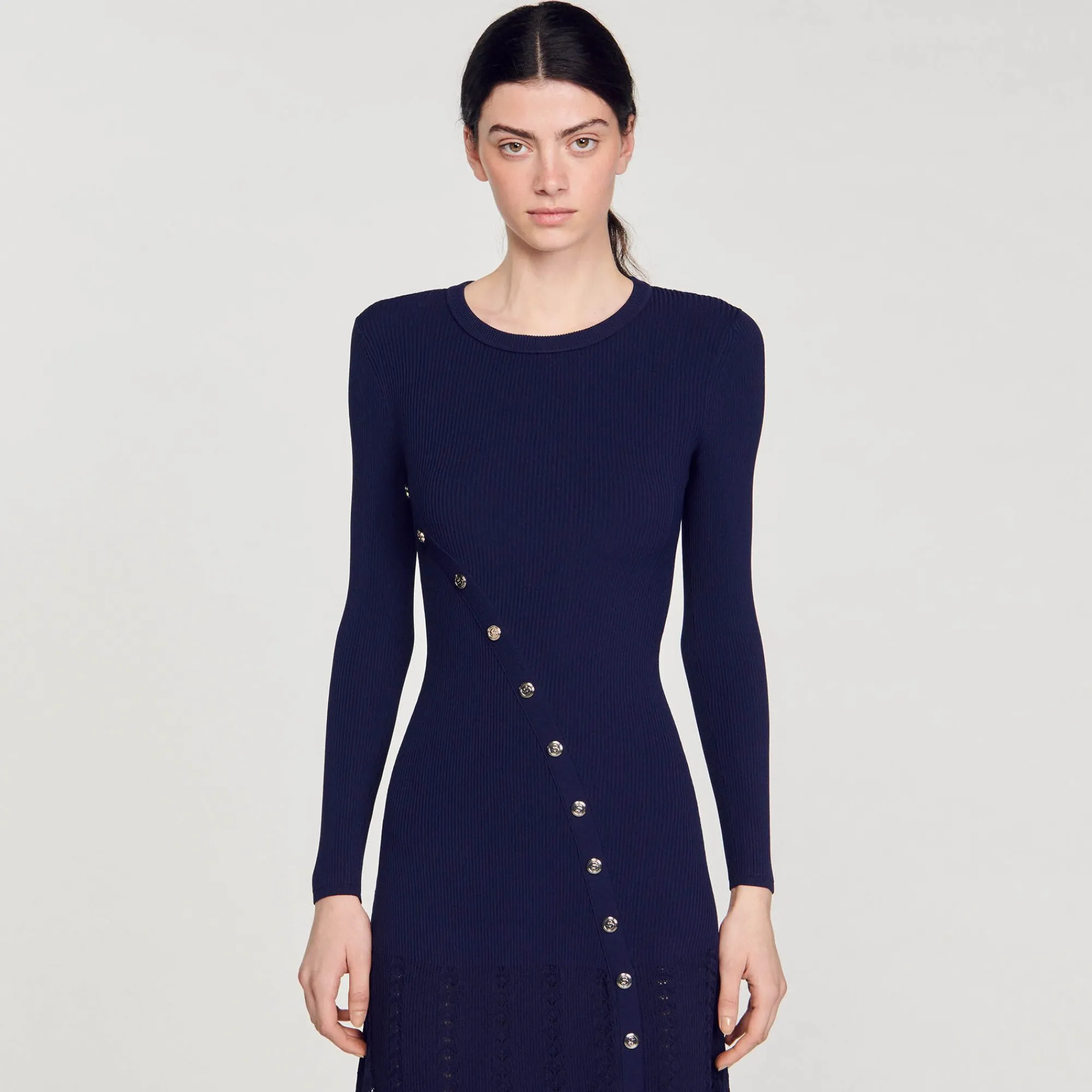 Mulheres Sandro Paris Vestido Midi De Malha