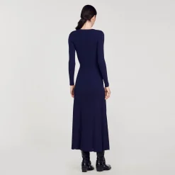 Mulheres Sandro Paris Vestido Midi De Malha