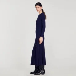Mulheres Sandro Paris Vestido Midi De Malha