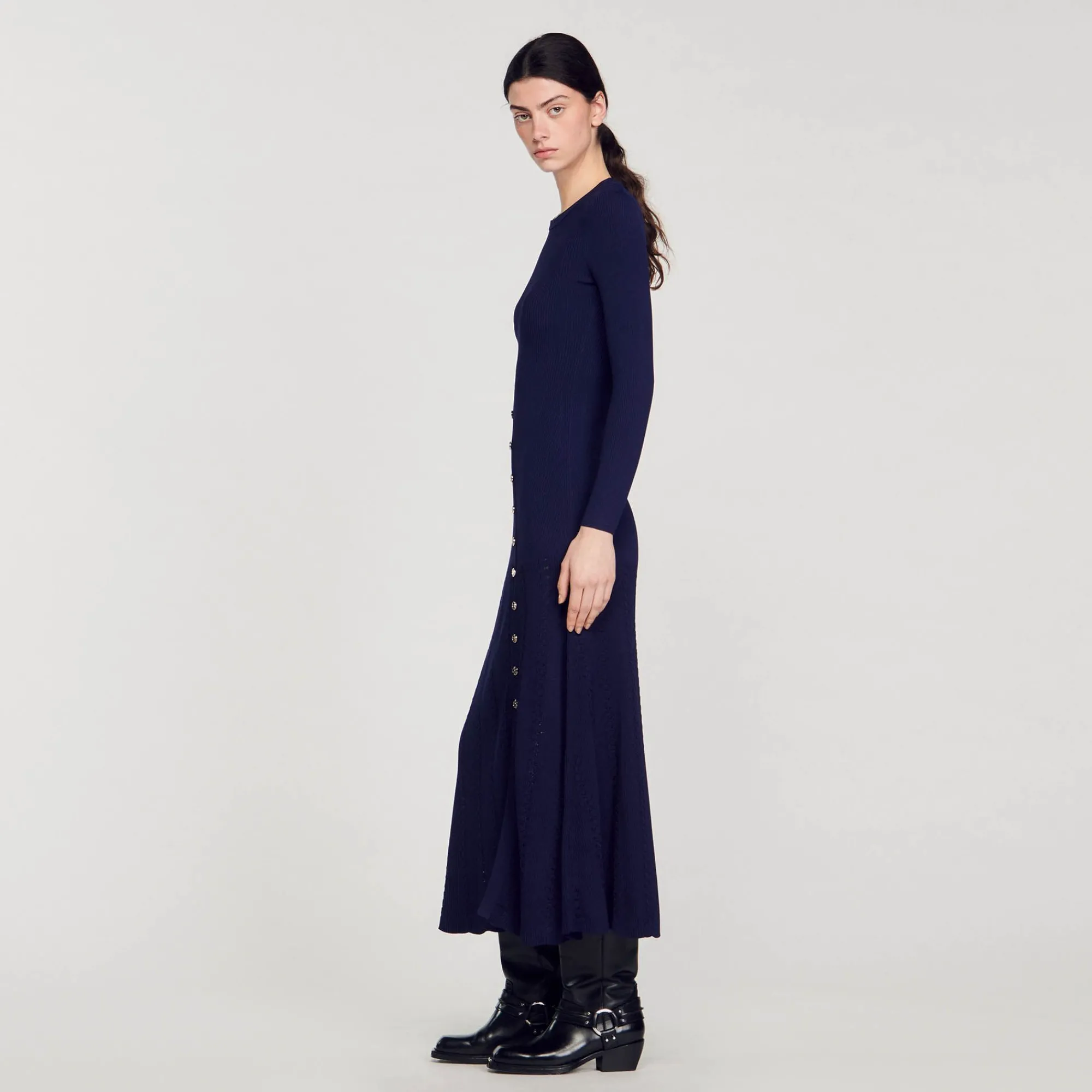 Mulheres Sandro Paris Vestido Midi De Malha