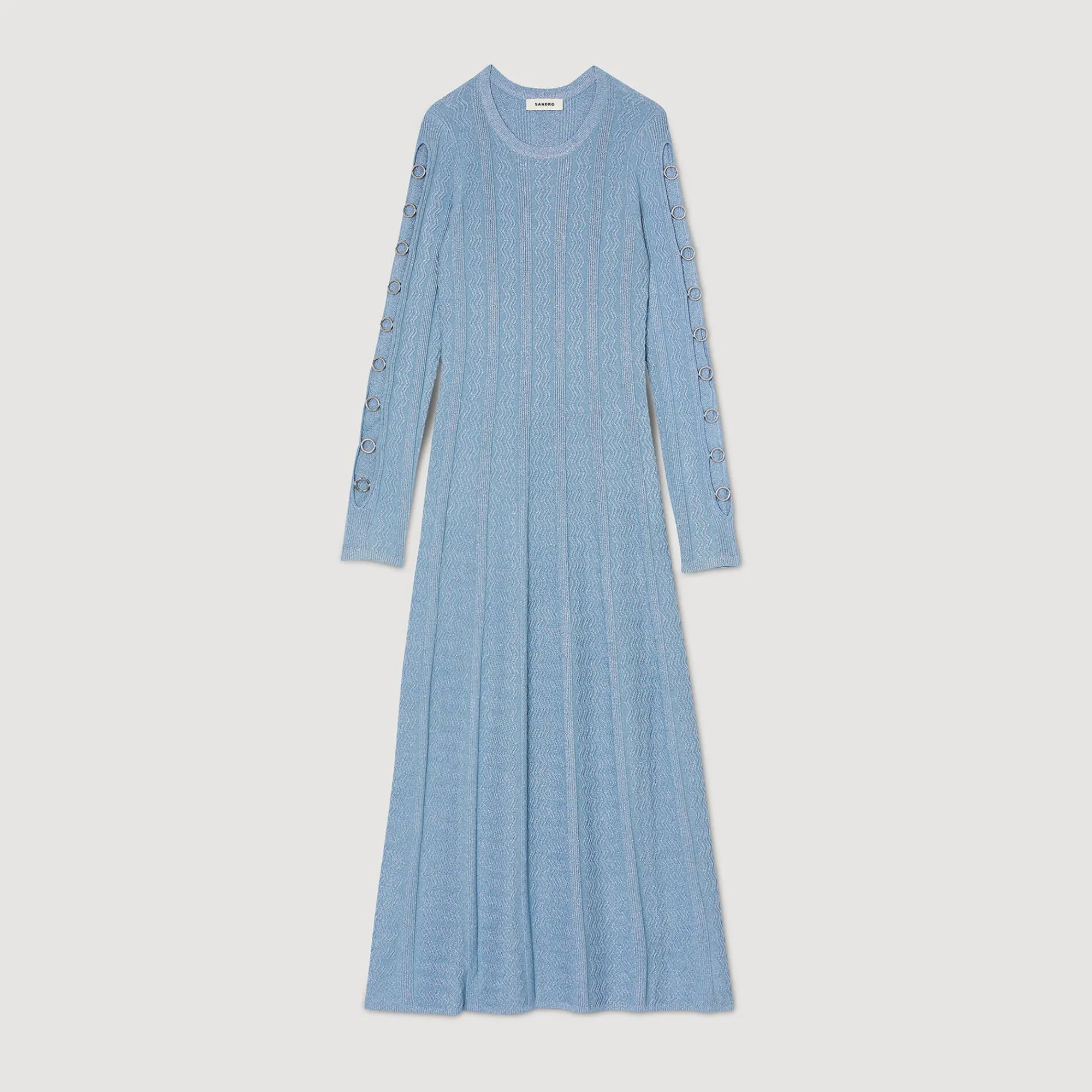 Mulheres Sandro Paris Vestido Midi De Malha Com Mangas Compridas