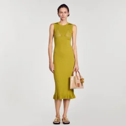 Mulheres Sandro Paris Vestido Midi De Malha