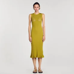 Mulheres Sandro Paris Vestido Midi De Malha